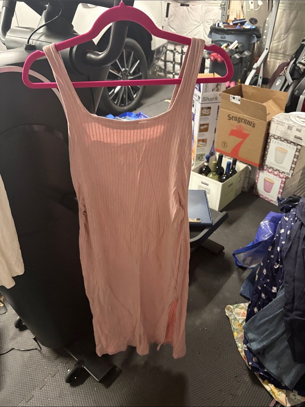 SHEIN Soft Pink Ribbed Tank Dress